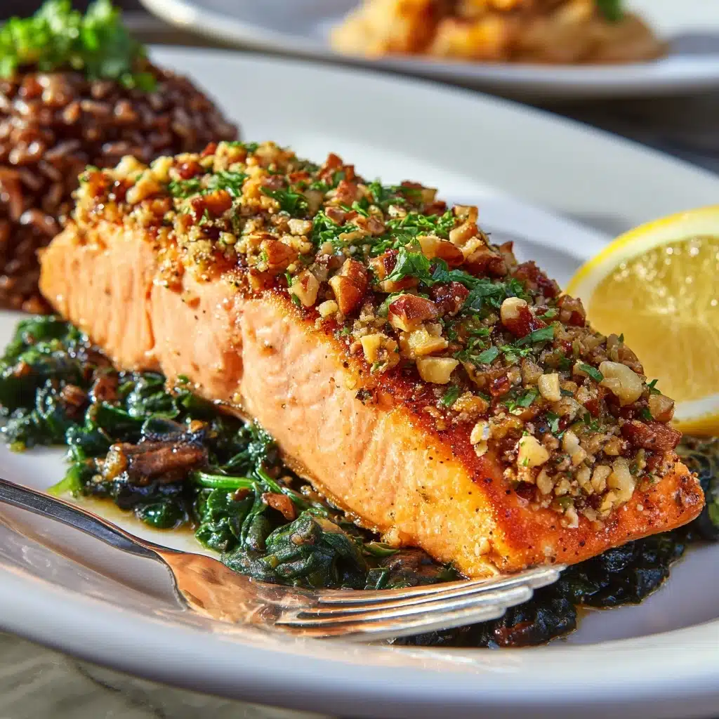 Baked Salmon with Honey Mustard and Pecan-Panko Crust Recipe - Recipe Image