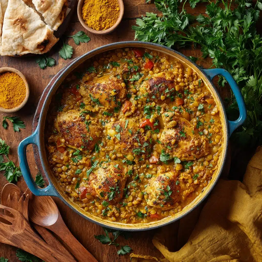 One Pan Chicken, Red Lentils, and Coconut Curry Recipe - Recipe Image