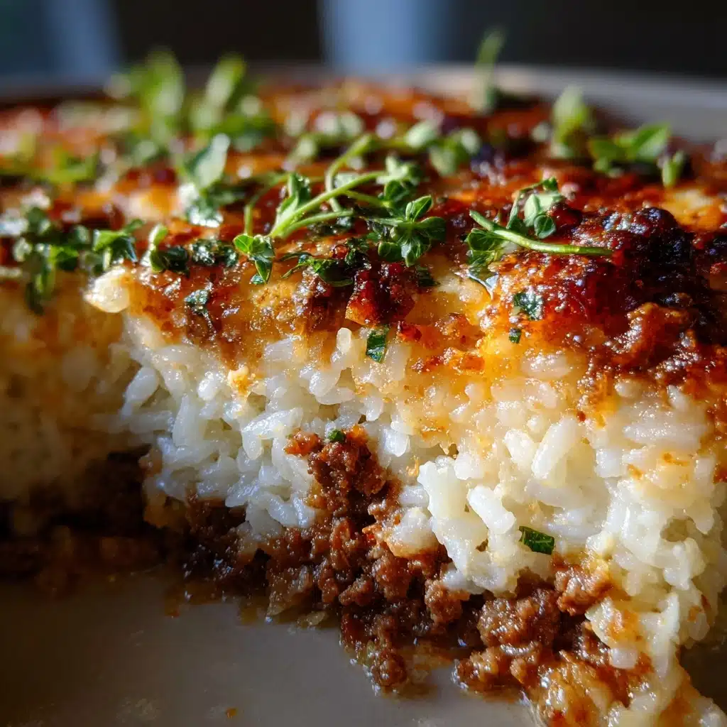 French Onion Ground Beef and Rice Casserole Recipe - Recipe Image