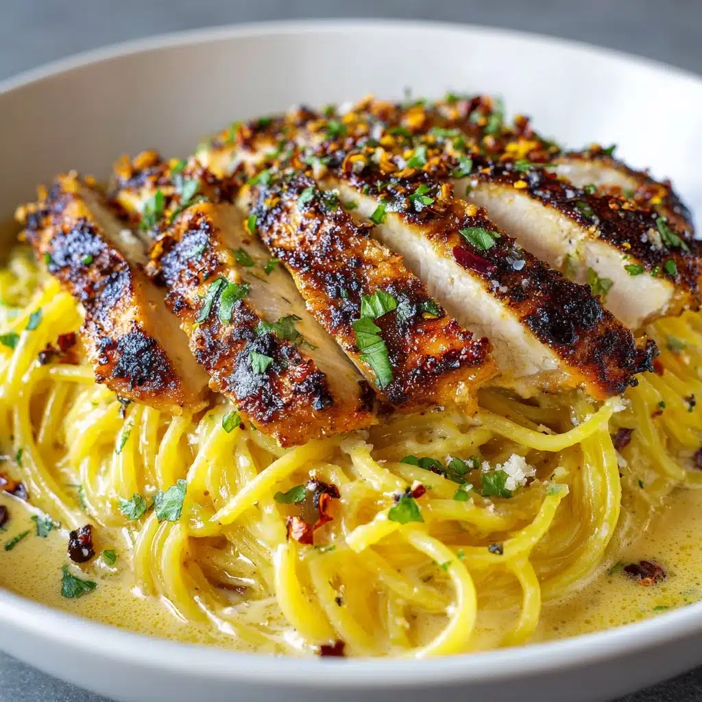 Savory Cajun Chicken over Creamy Parmesan Linguine Recipe - Recipe Image