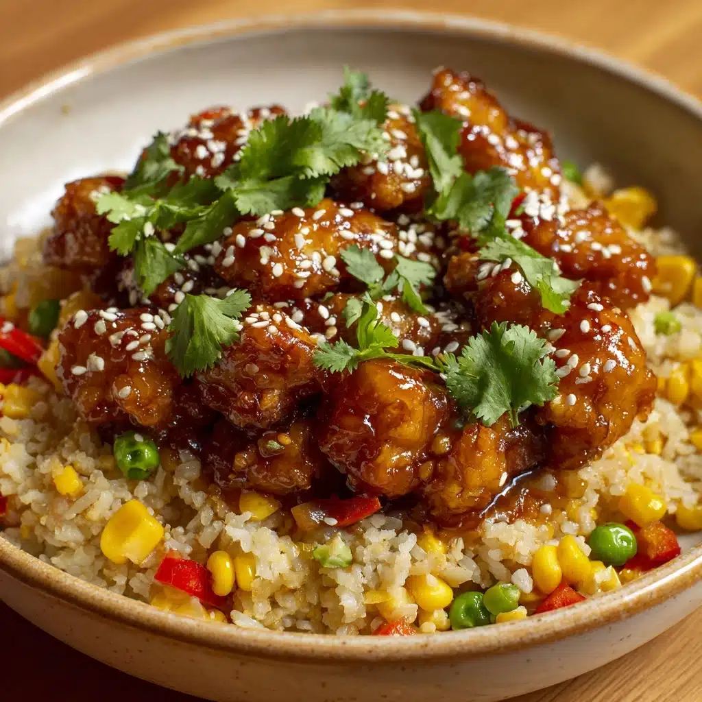 Crispy Saucy Chicken with Vegetable Fried Rice Recipe - Recipe Image