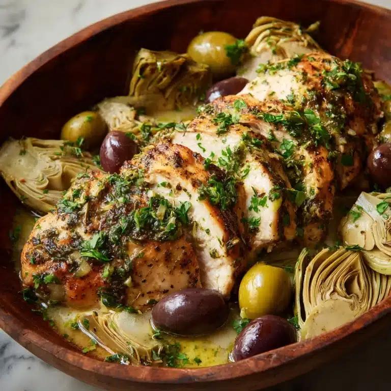 Mediterranean Lemon Chicken with Artichokes & Olives Recipe
