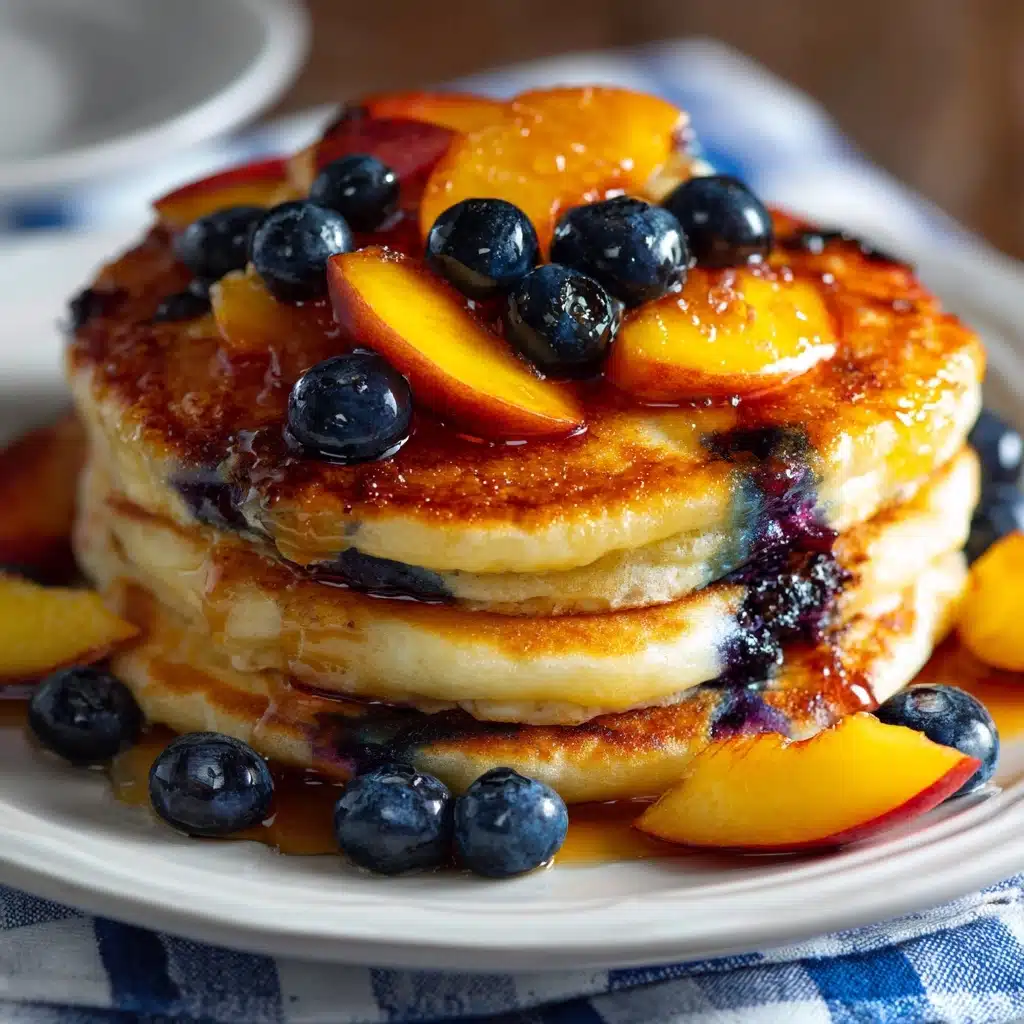 Blueberry Peach Cornmeal Pancakes Recipe - Recipe Image