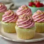 Pistachio Cupcakes with Strawberry Buttercream Recipe