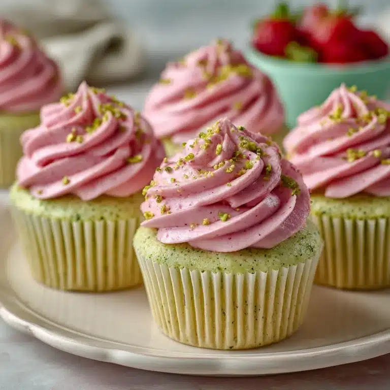 Pistachio Cupcakes with Strawberry Buttercream Recipe