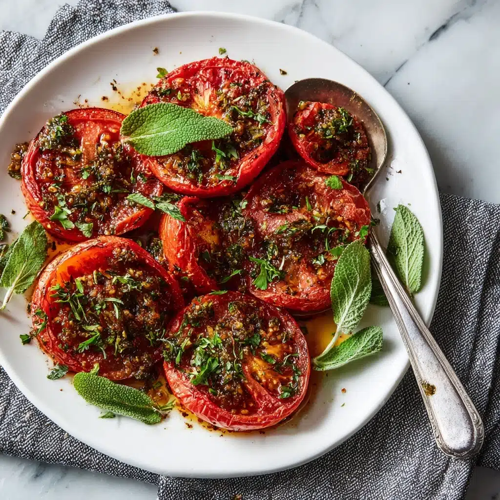 Roasted Plum Tomatoes with Garlicky Toasted Pecans Recipe - Recipe Image