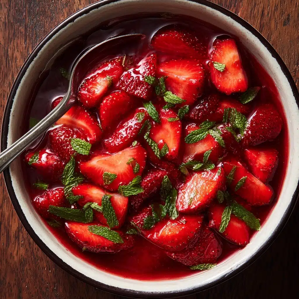 Stewed Strawberries with Vanilla Bean and Fresh Mint Recipe - Recipe Image