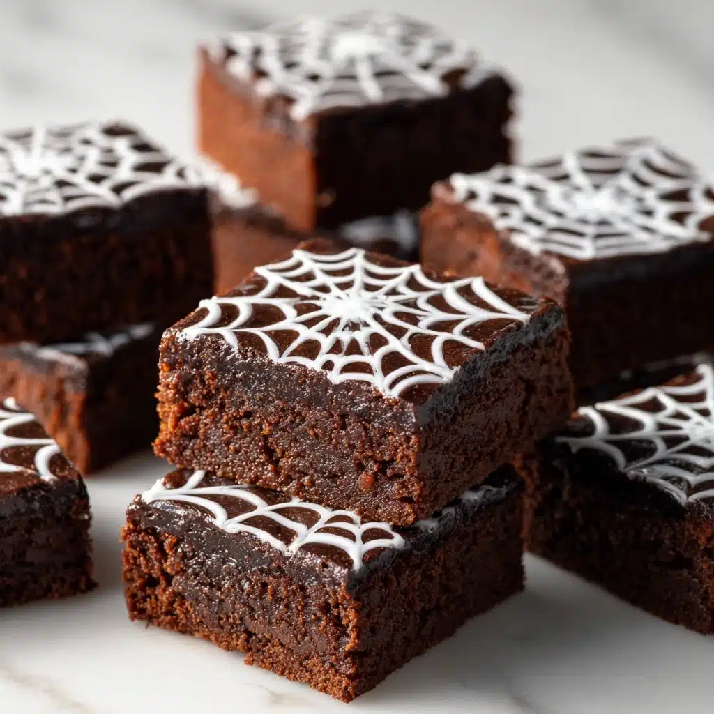 White Chocolate Spiderweb Brownies Recipe - Recipe Image