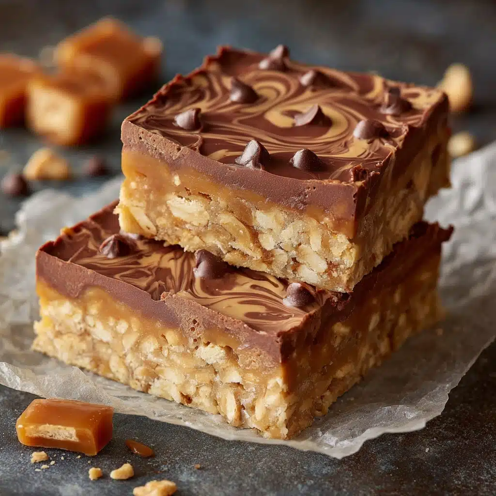 Healthy No-Bake Chocolate Peanut Butter Crunch Bars Recipe - Recipe Image