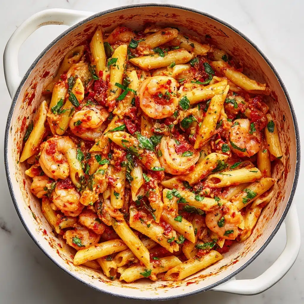 Shrimp Pasta with Creamy Tomato Basil Sauce Recipe - Recipe Image