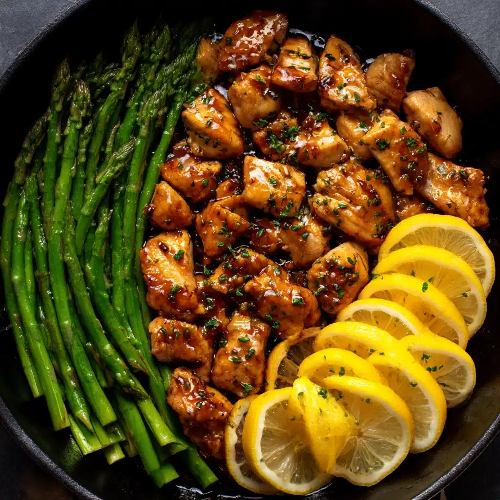 Garlic Butter Chicken Bites with Lemon Asparagus Recipe - Recipe Image