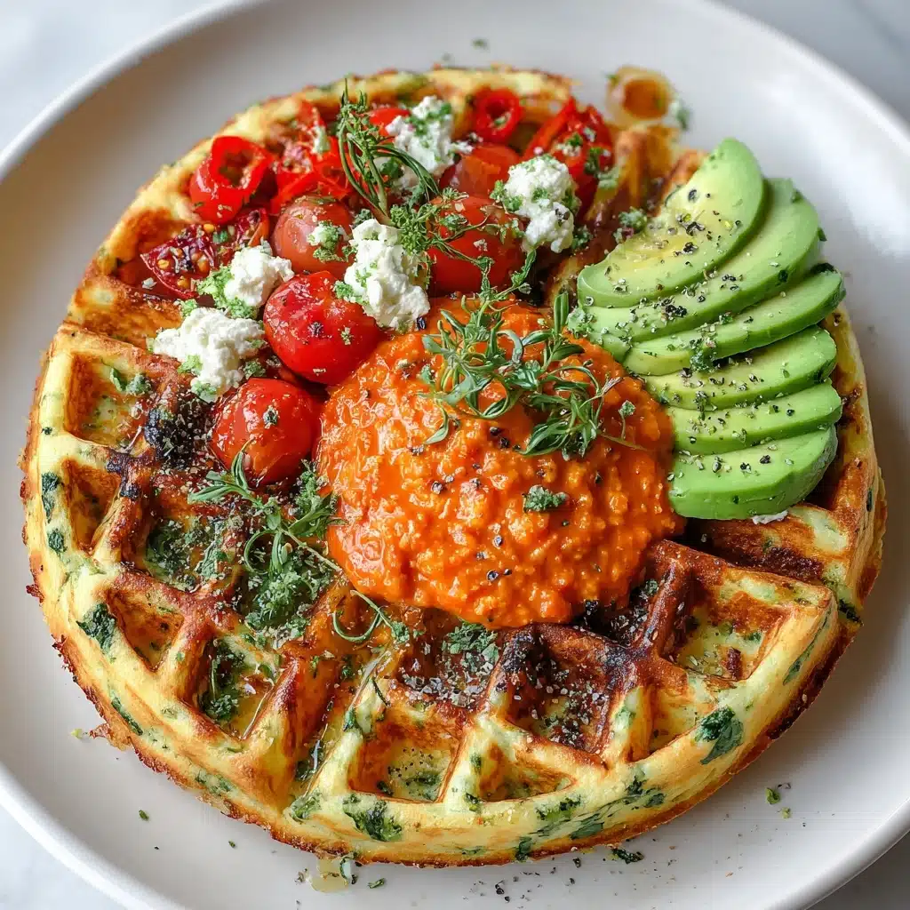 Egg Waffles with Romesco and Goat Cheese Recipe - Recipe Image