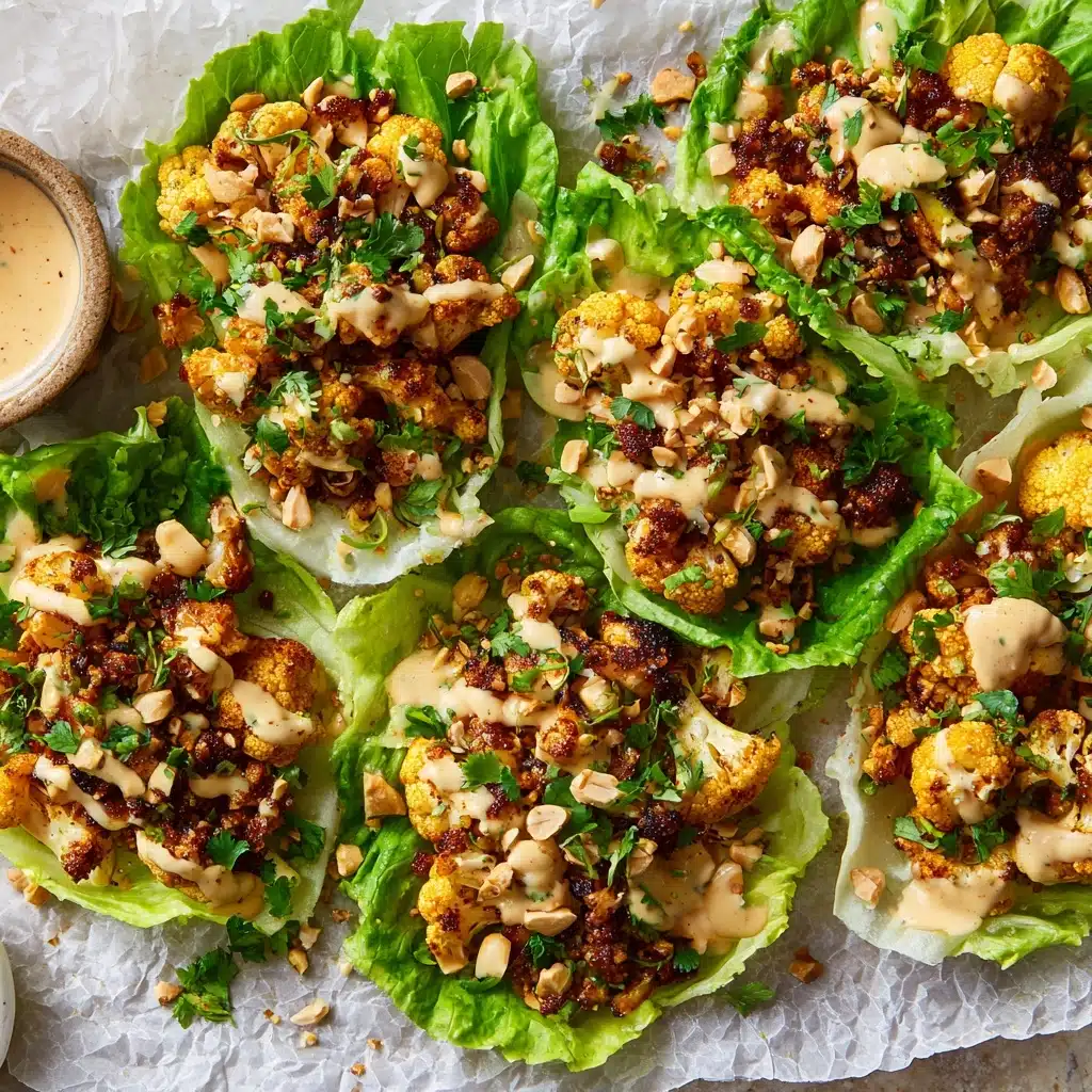 Roasted Cauliflower Lettuce Wraps with Korean BBQ-Inspired Sauce Recipe - Recipe Image