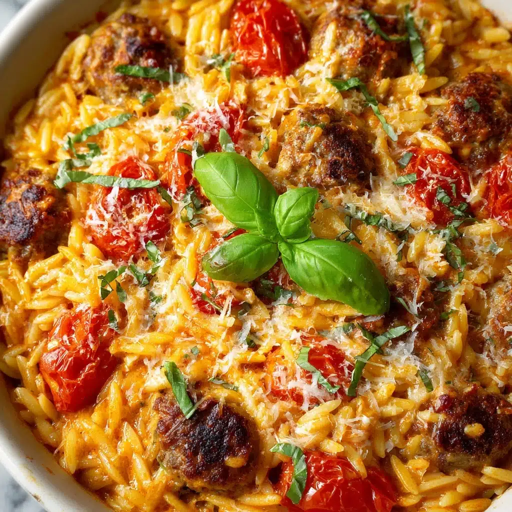 Creamy Baked Orzo with Meatballs Recipe