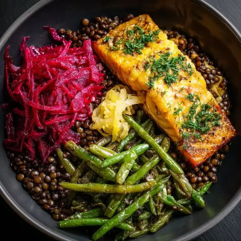 Perfect Baked Salmon with Lentils and Lemon Herb Sauce Recipe