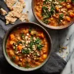 Spicy Peanut Soup with Sweet Potato + Kale Recipe