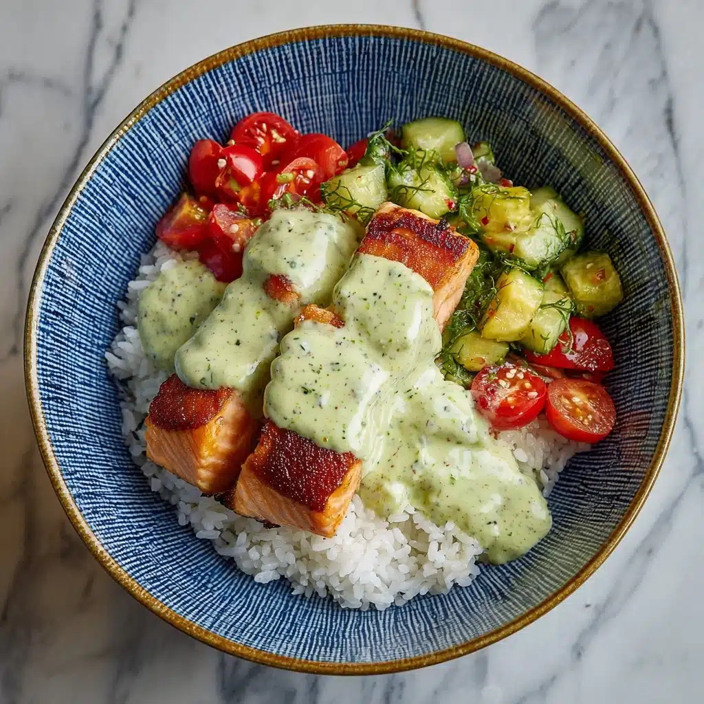 Salmon with Basil Sauce and Tomato Salad Recipe - Recipe Image