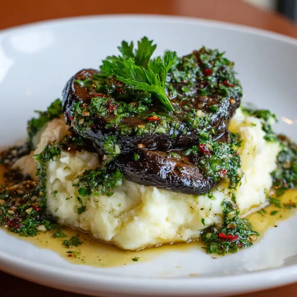 Grilled Chimichurri Portobellos with Goat Cheese Mashed Potatoes Recipe - Recipe Image