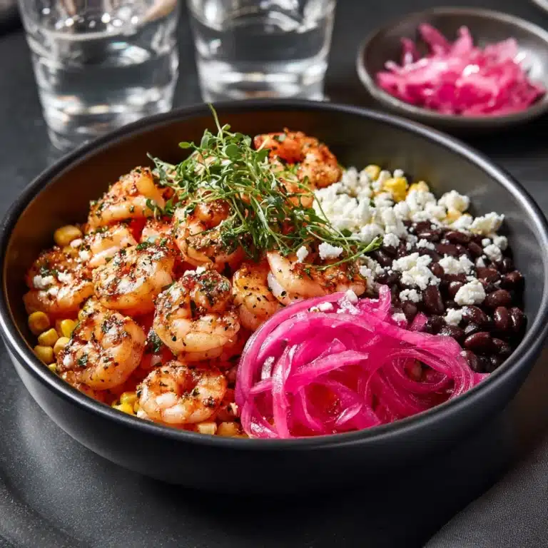 Black Bean Shrimp Salad with Corn & Pickled Onions Recipe