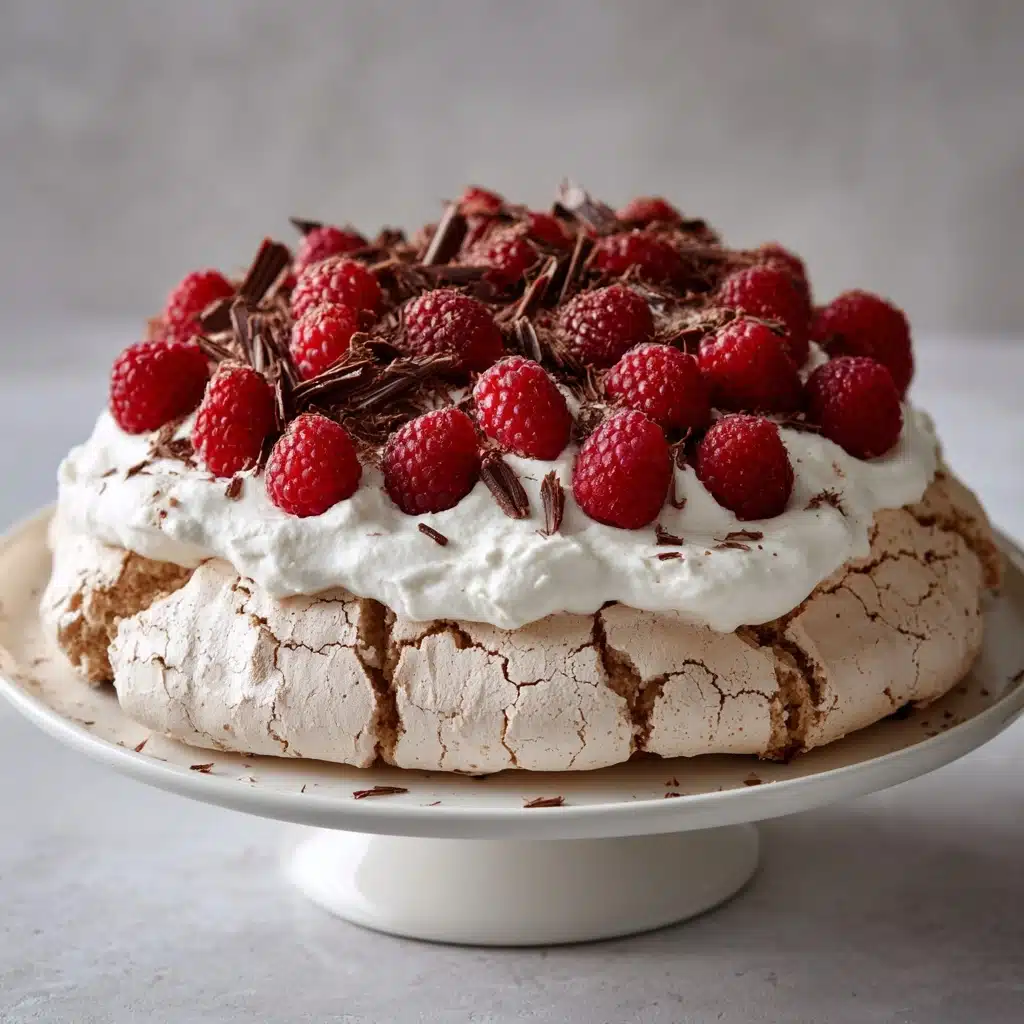 Chocolate Pavlova with Mascarpone Cream & Raspberries Recipe - Recipe Image