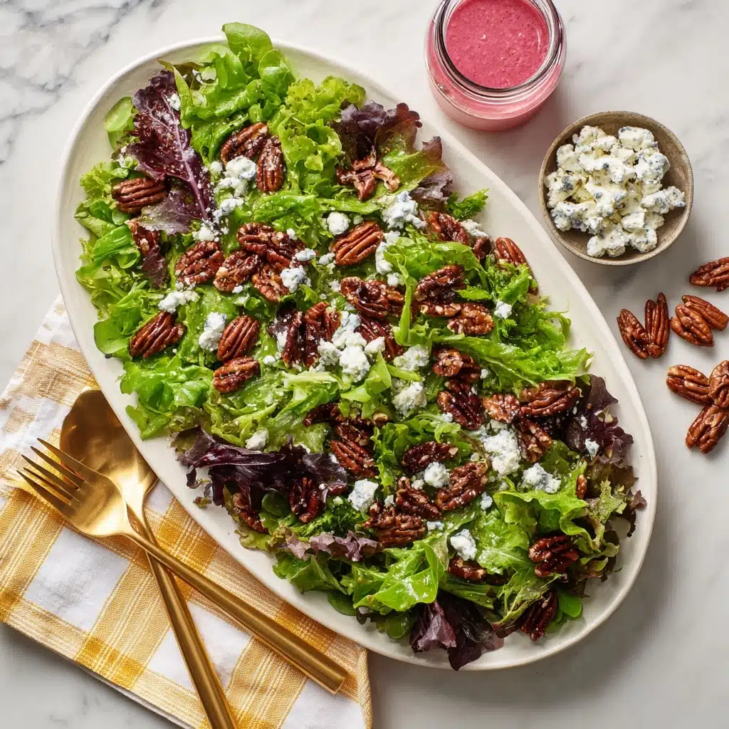 Mixed Green Salad with Goat Cheese, Glazed Pecans & Maple Dijon Vinaigrette Recipe - Recipe Image