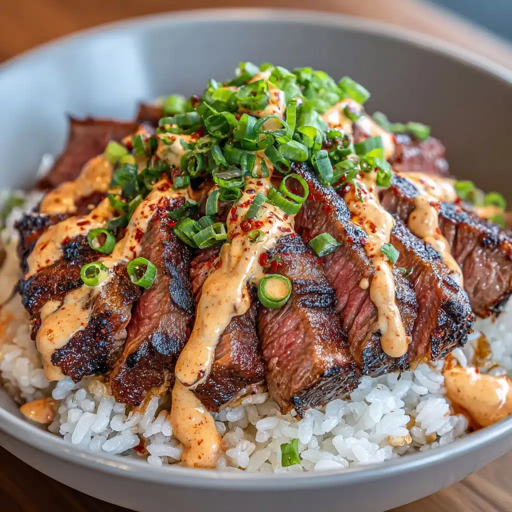 Korean BBQ Steak Rice Bowls with Spicy Cream Sauce Recipe
