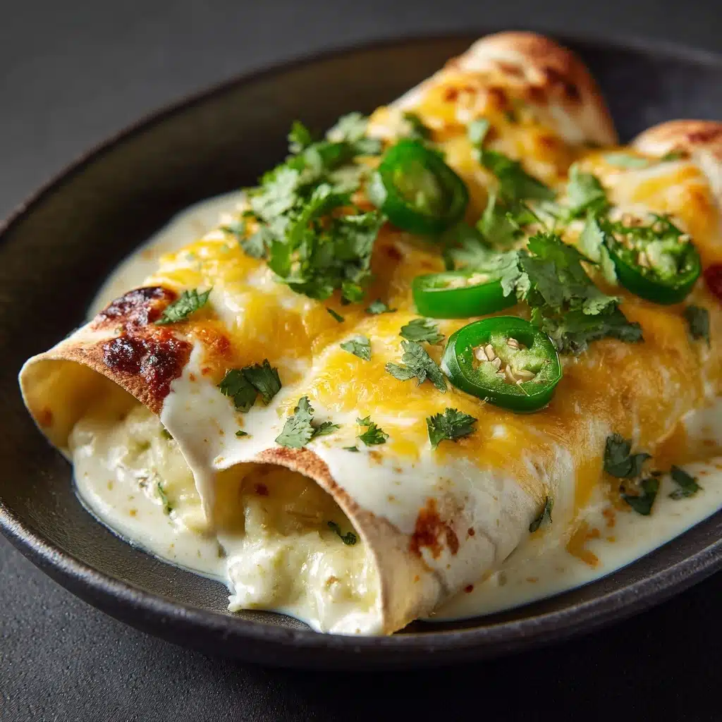 Jalapeño Popper Cheesy Chicken Enchiladas with Creamy Sauce Recipe - Recipe Image