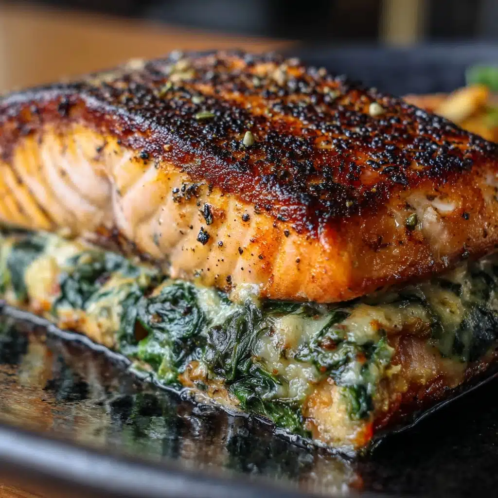 Blackened Salmon Stuffed with Spinach & Parmesan Recipe - Recipe Image