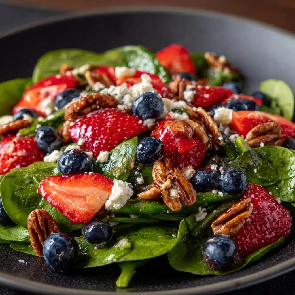 Strawberry & Blueberry Spinach Salad with Pecans and Feta Recipe - Recipe Image