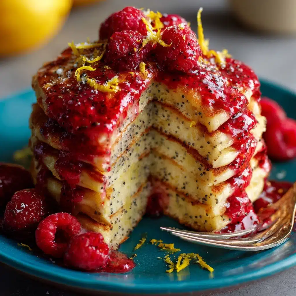 Lemon-Poppy Seed Pancakes with Raspberry Syrup Recipe - Recipe Image