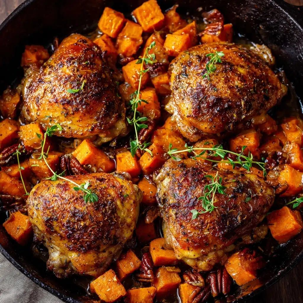 Honey Roasted Chicken and Sweet Potatoes Skillet Recipe - Recipe Image