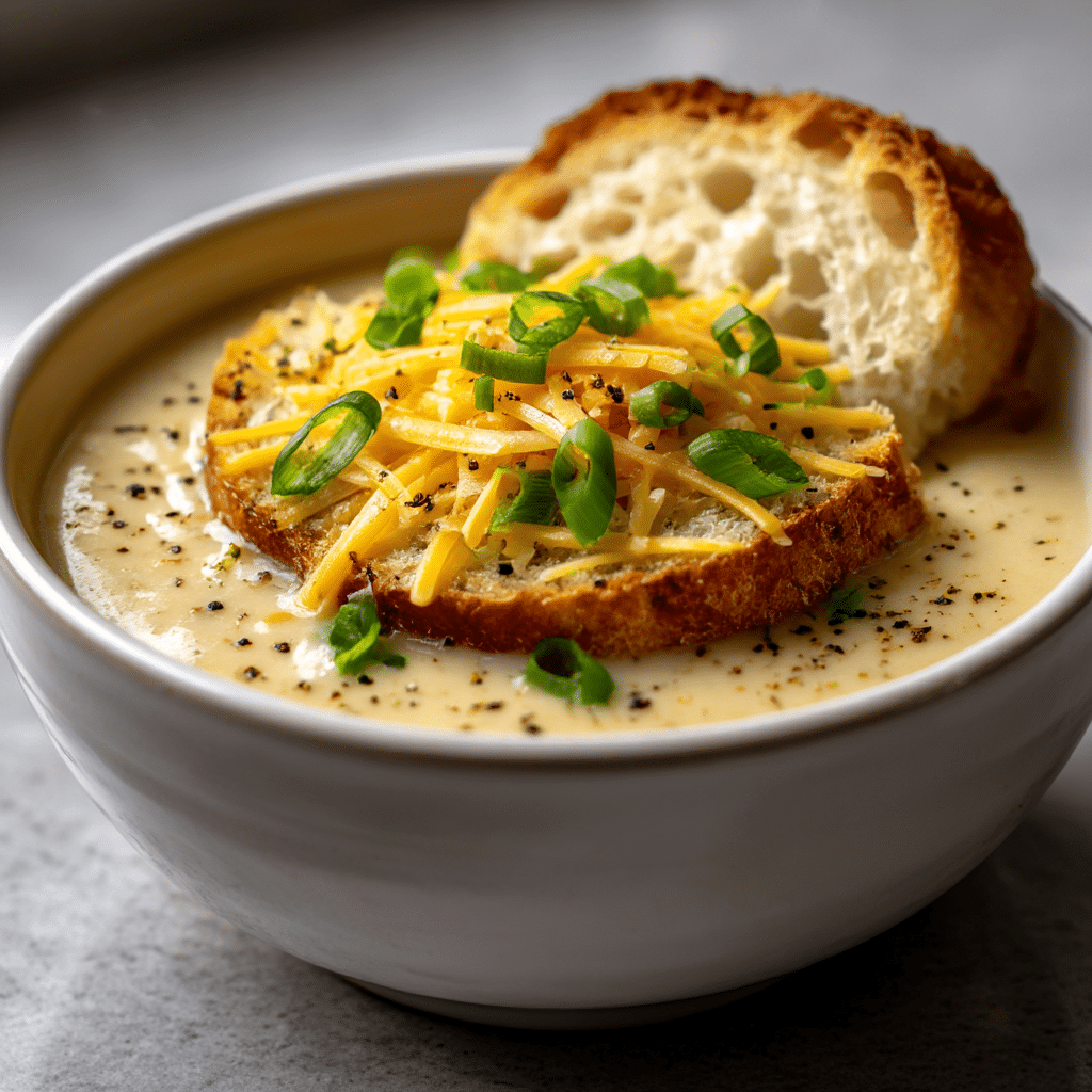 Roasted Garlic Cheddar Cauliflower Soup Recipe - Recipe Image