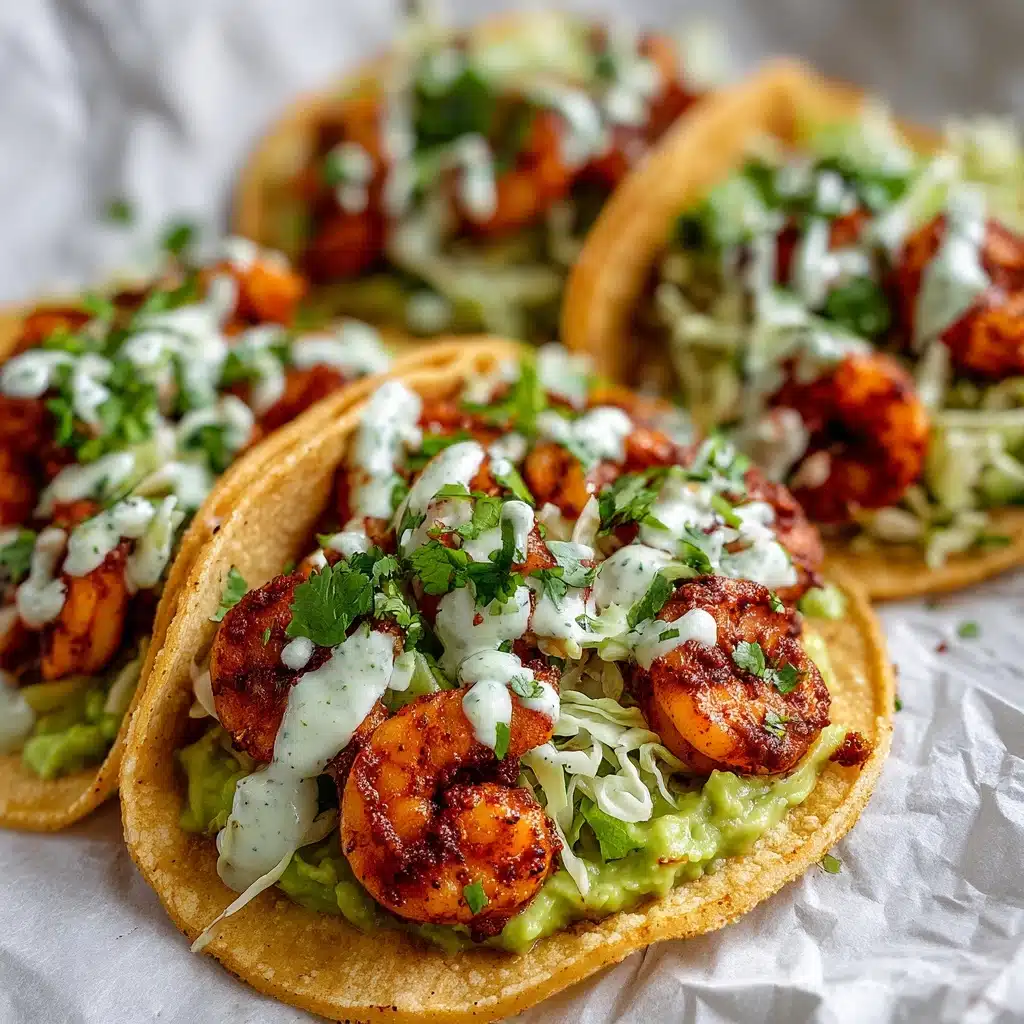 Spicy Shrimp Tacos with Garlic Cilantro Lime Slaw Recipe