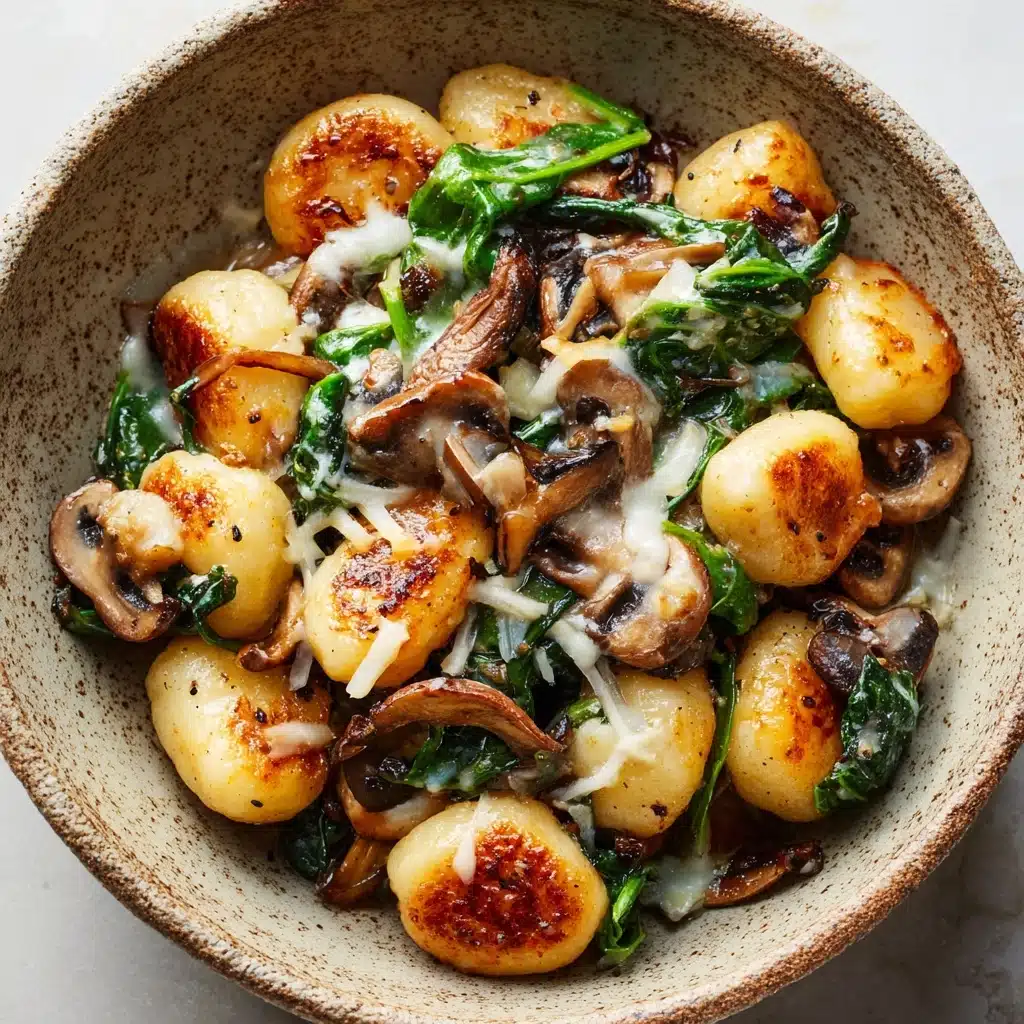 Mushroom Gnocchi with Arugula and Walnut Pesto Recipe