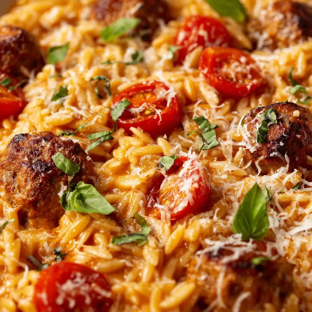 Creamy Baked Orzo with Meatballs Recipe - Recipe Image