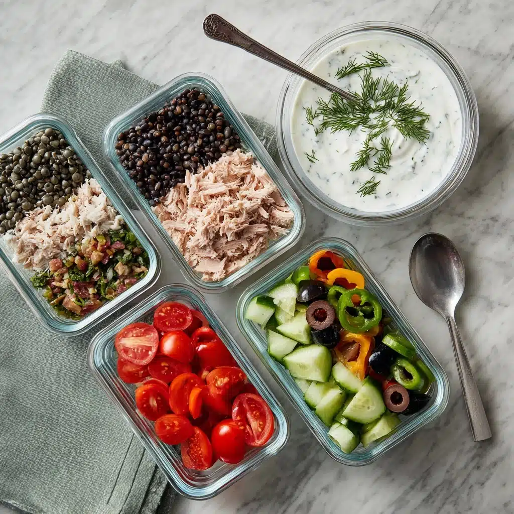 Lentil Greek Salad with Dill Sauce Recipe - Recipe Image