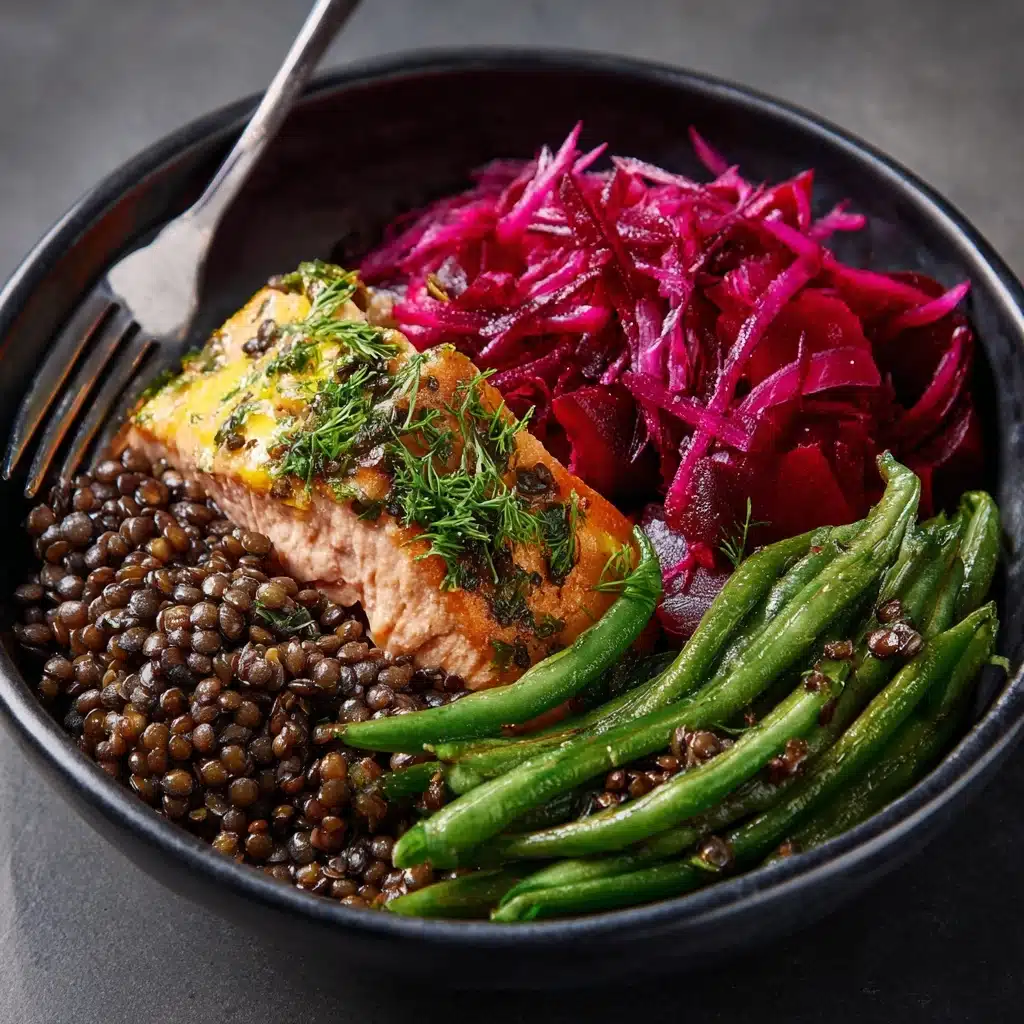 Perfect Baked Salmon with Lentils and Lemon Herb Sauce Recipe - Recipe Image