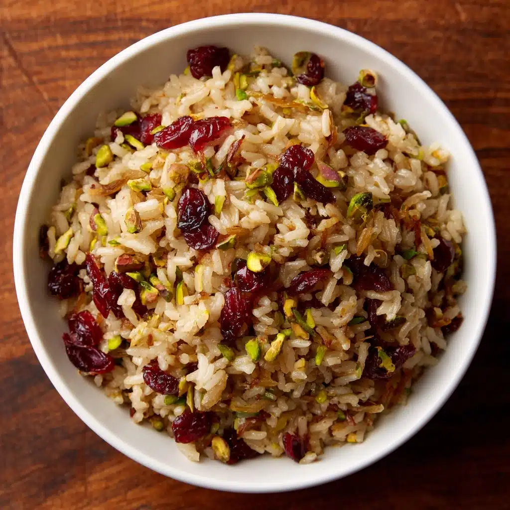 Rice Pilaf with Caramelized Onion, Orange, Cherry & Pistachio Recipe
