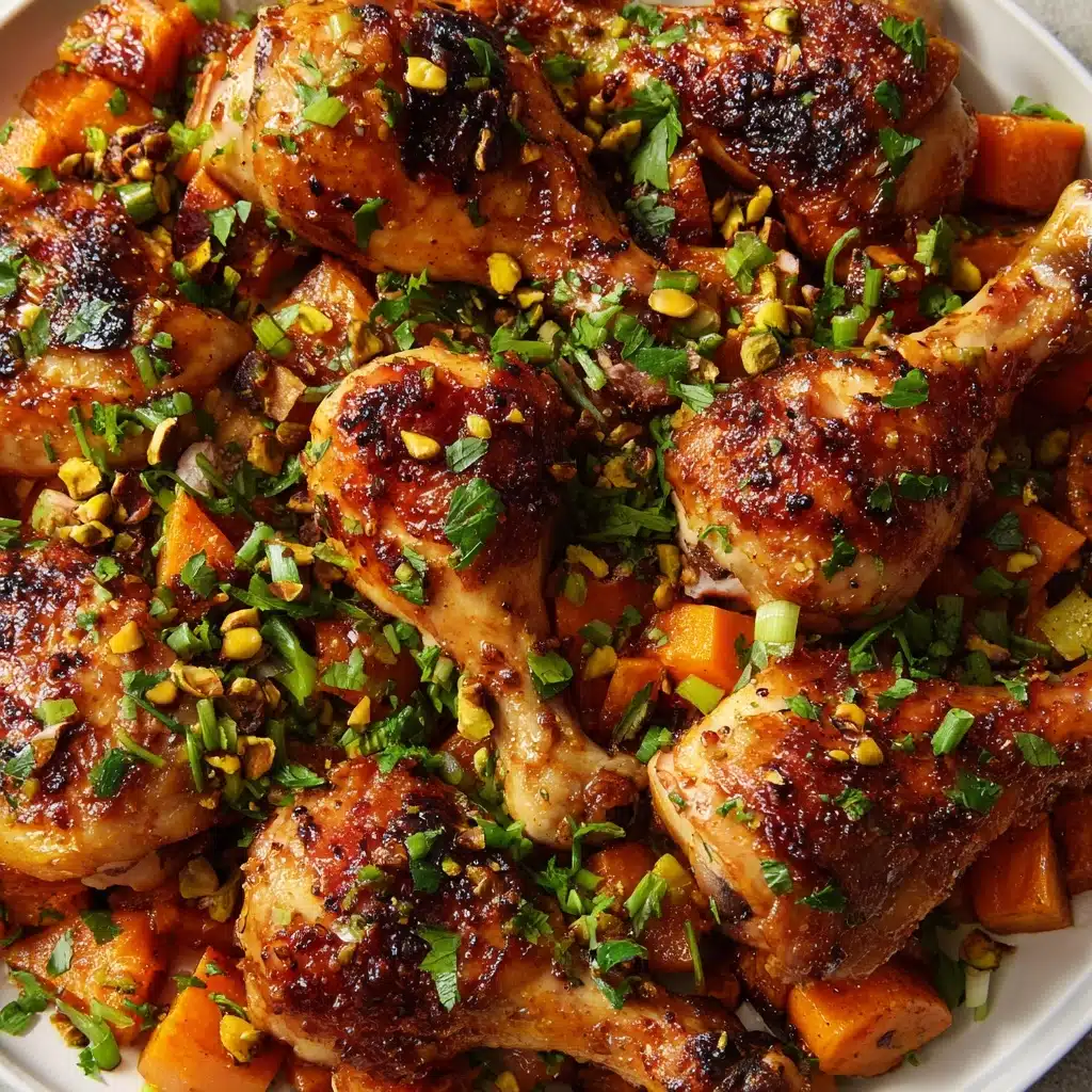 Sweet & Spicy Roast Chicken with Carrots, Dates & Pistachios Recipe