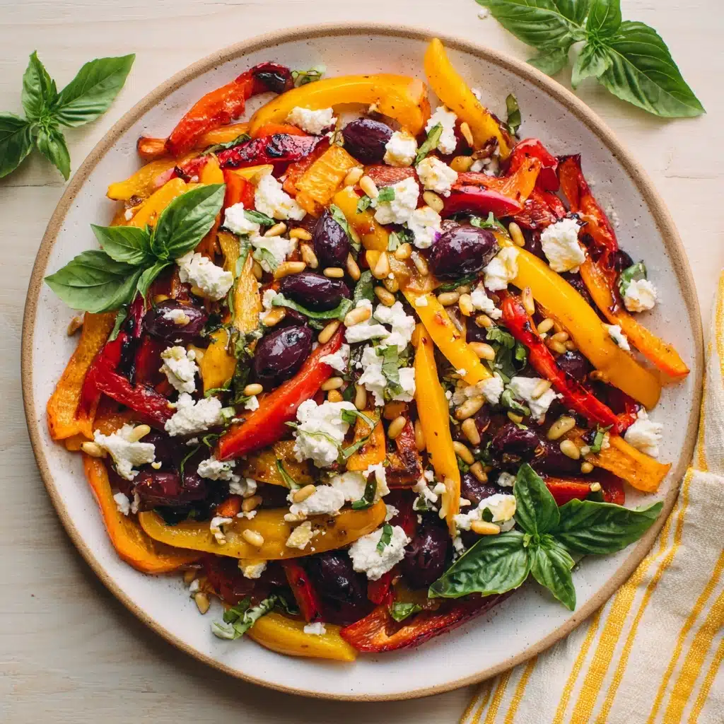 Roasted Pepper Salad with Feta, Pine Nuts & Basil Recipe