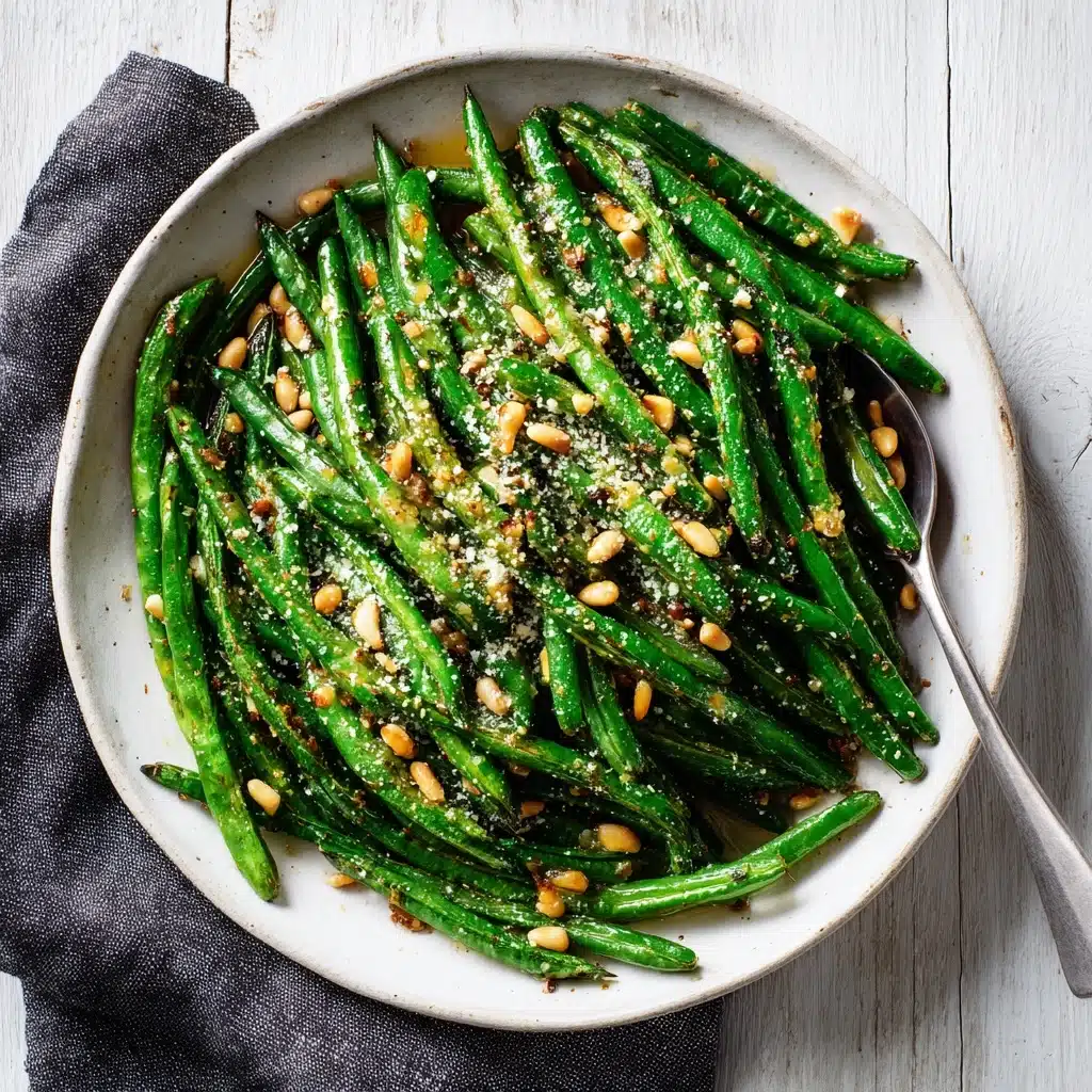 Roasted Green Beans with Garlic, Lemon, Pine Nuts & Parmesan Recipe