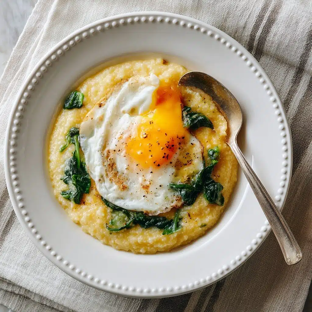 Cheesy Grits with Spinach and Fried Eggs Recipe