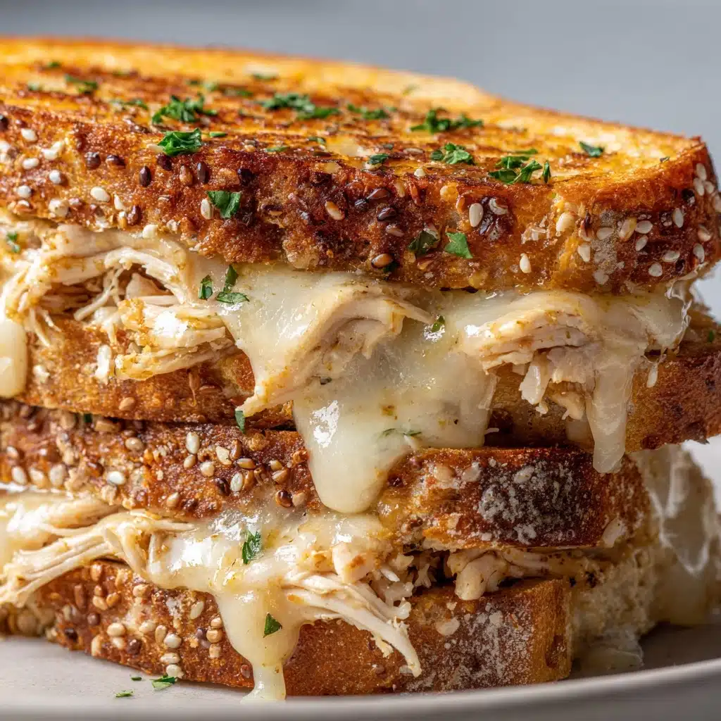 Cheesy Chicken Garlic Bread Sandwich Recipe - Recipe Image