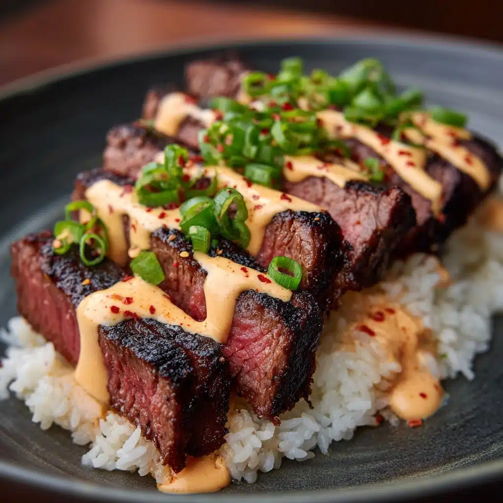 Korean BBQ Steak Rice Bowls with Spicy Cream Sauce Recipe - Recipe Image
