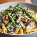 Creamy Mushroom and Asparagus Chicken Penne Recipe