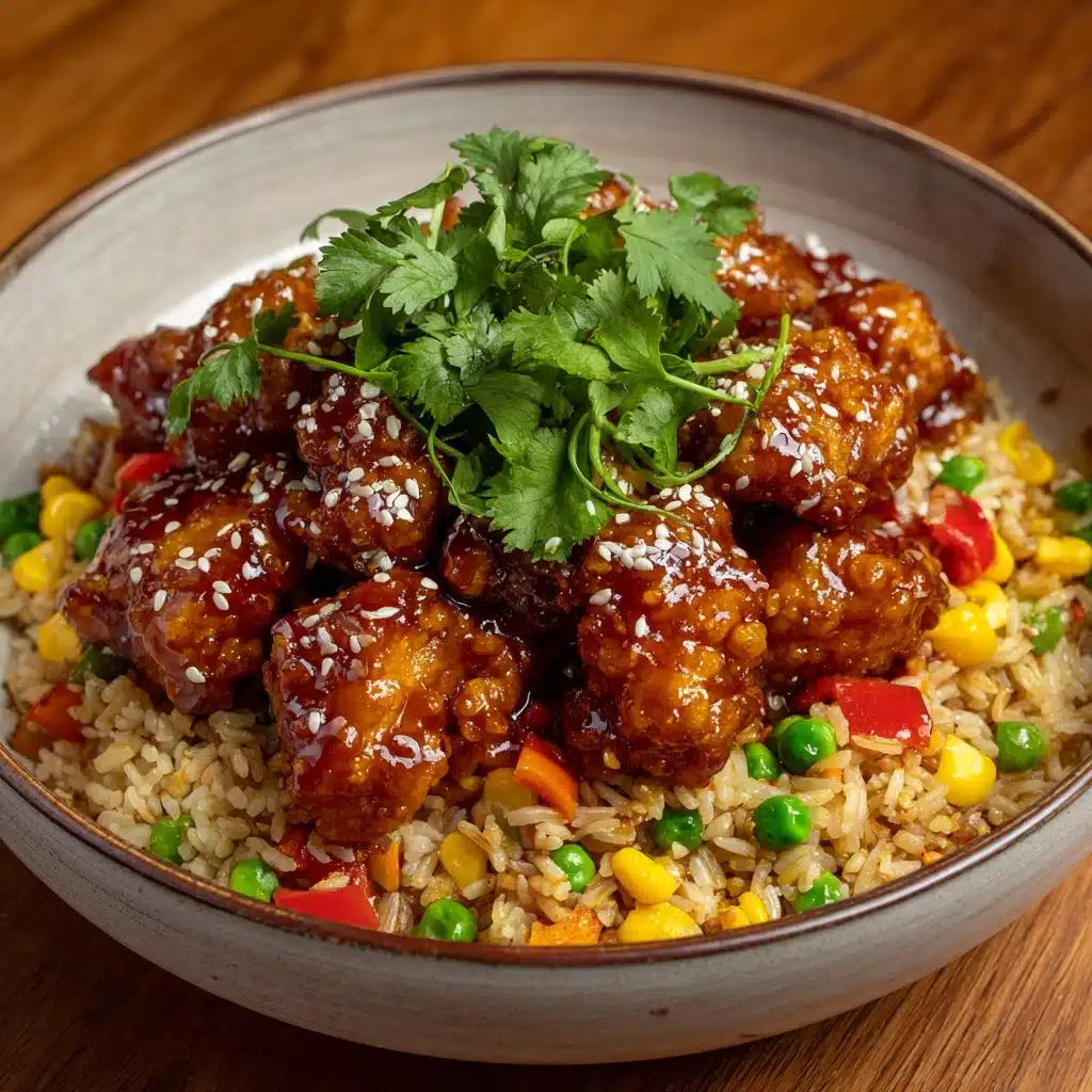 Crispy Saucy Chicken with Vegetable Fried Rice Recipe
