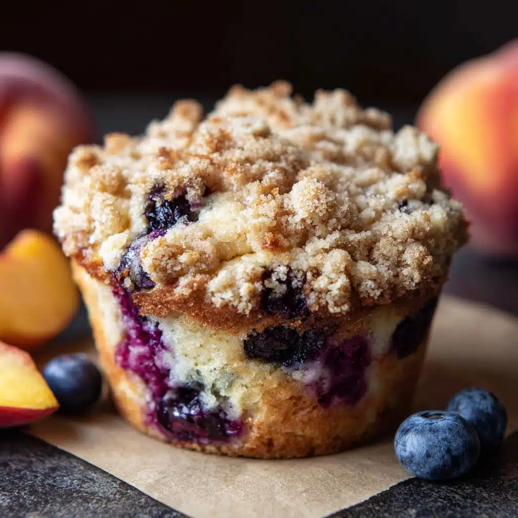 Blueberry Peach Coffee Cake Muffins Recipe