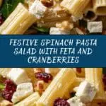 Spinach Pasta Salad with Feta and Cranberries Recipe