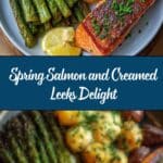 Spring Salmon with Creamed Leeks, Potatoes, and Asparagus Recipe