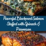 Blackened Salmon Stuffed with Spinach & Parmesan Recipe